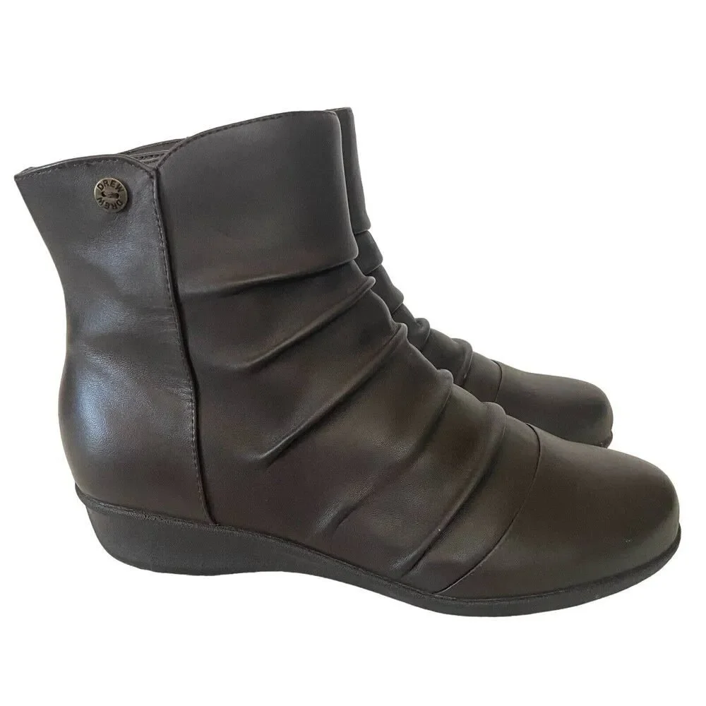 Drew Cologne Leather Ankle Boots Dark Brown Size 7M